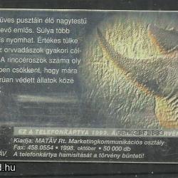 1998.- Védett állatok - Magyar Telefonkártya -Orrszarvú