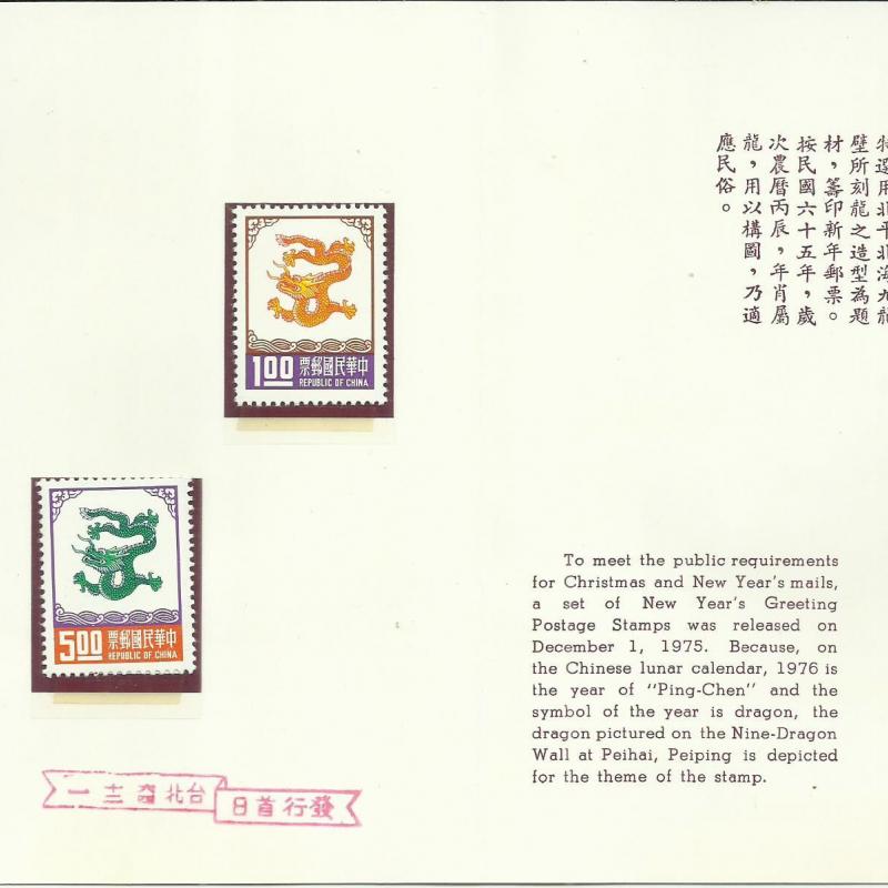 1975.- Kínai - MNH/** Sárkány éve -2 db -