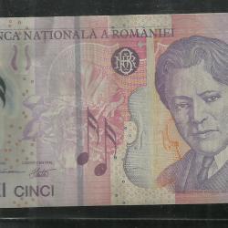 2005.- 5 lei Románia  polimer használt.