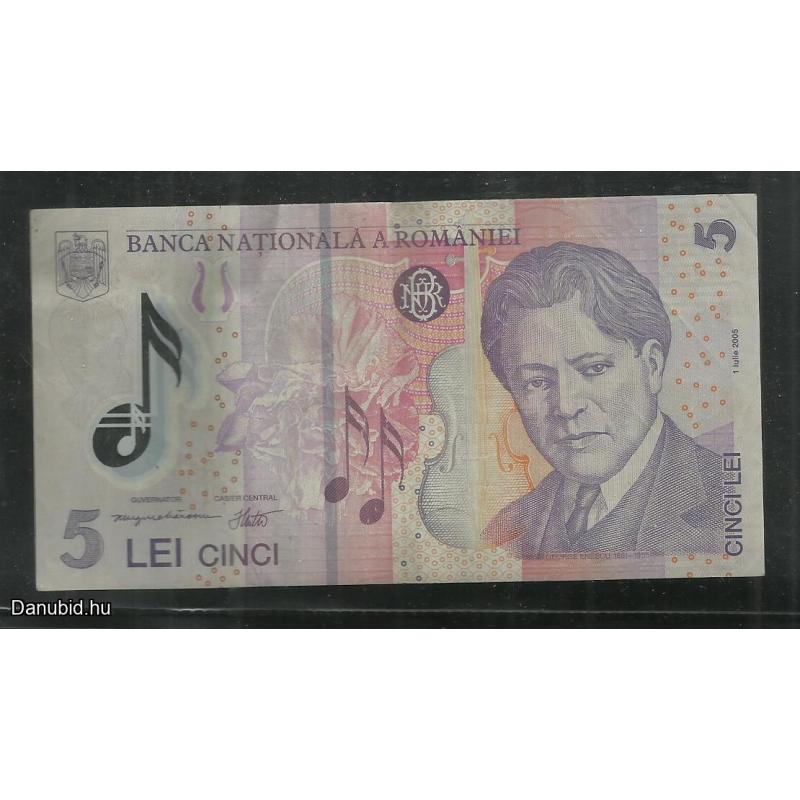 2005.- 5 lei Románia  polimer használt.