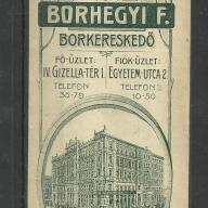 1920.-  1 db számolócédula - Borhegyi F. - Borkereskeddő