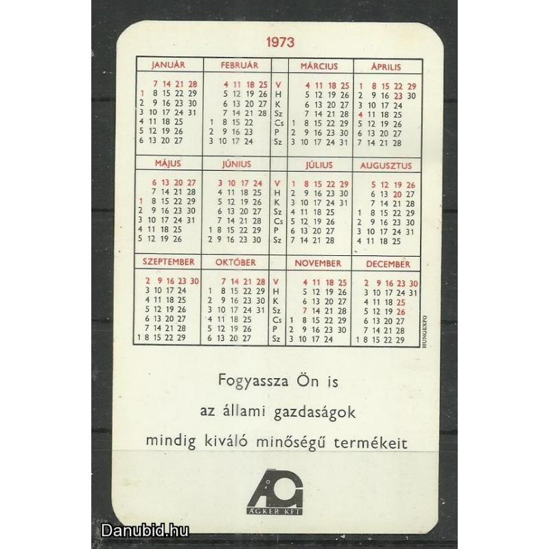 1973.- Badacsonyi Szürkebarát- kártyanaptár