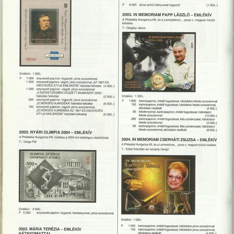 2011.- Magánkiadások -Emlékívek -katalógus