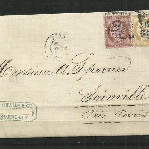 1874.- Levél Bordeaux-ból Párizsba - Franciaország