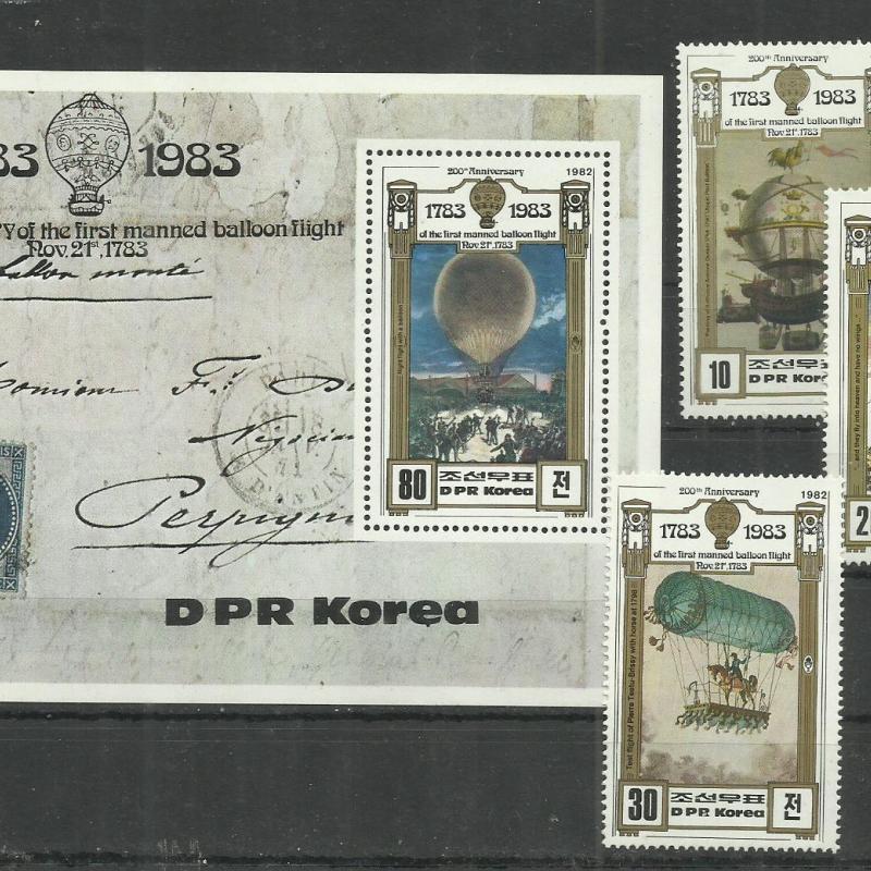 1983.-Korea az első hőlégballon - blokk - MNH/** - és sor
