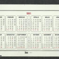 1991. -  Magyar cirkusz és varieté - kártyanaptár