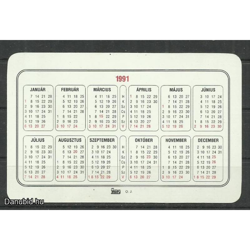 1991. -  Magyar cirkusz és varieté - kártyanaptár
