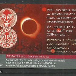 1999.- Teljes napfogyatkozás - Magyar Telefonkártya