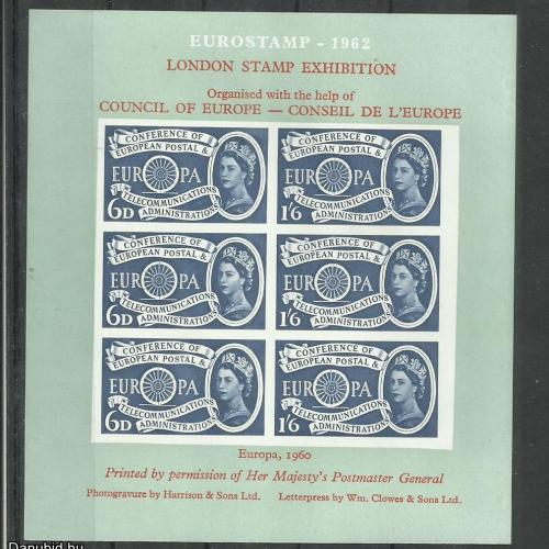 1962.- Anglia -GB  - UK - Eurostamp London bélyegkiállítás emlékív