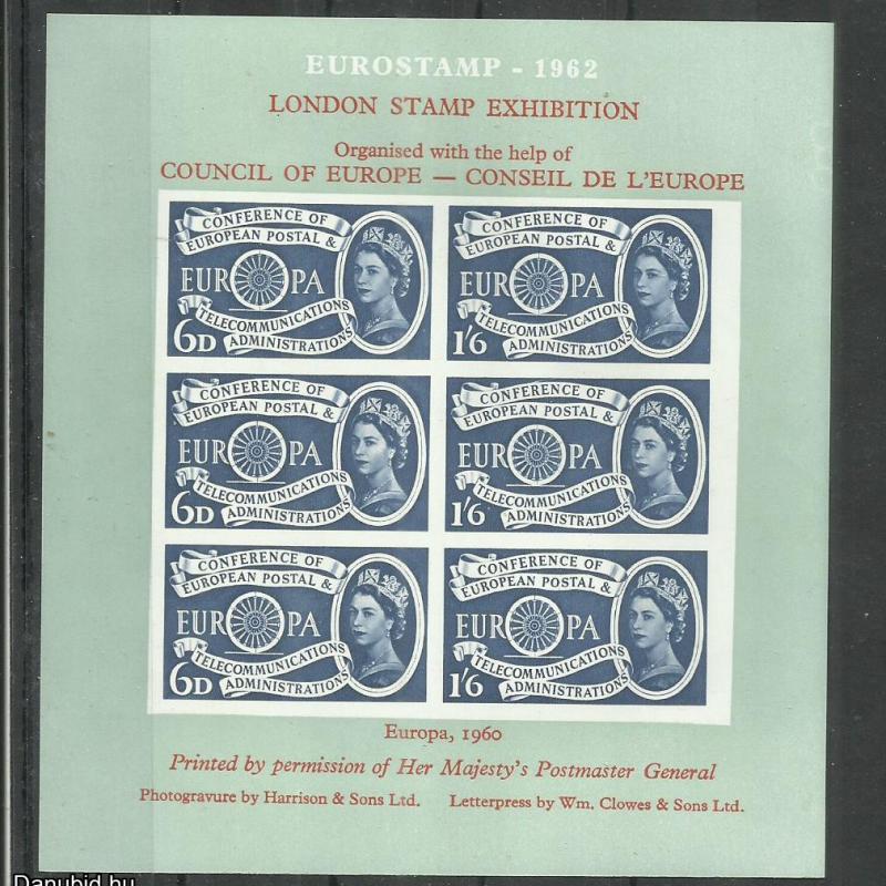 1962.- Anglia -GB  - UK - Eurostamp London bélyegkiállítás emlékív