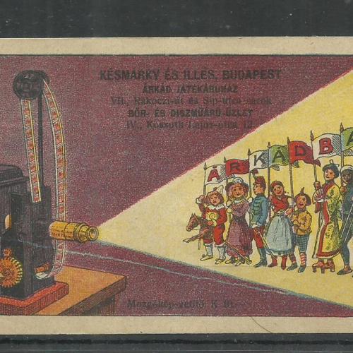 1920.-  1 db számolócédula - Árkád - Késmárky - mozgókép vetítő