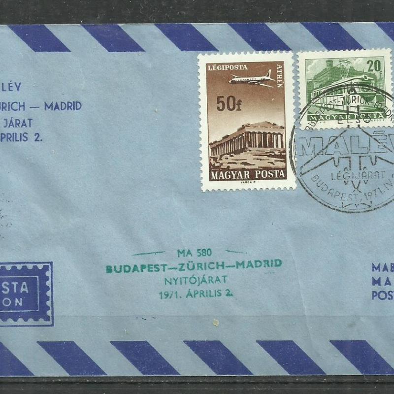 1971.- Első járat - Budapest - Zürich - Madrid - Nyitójárat - MALÉV
