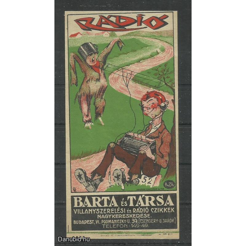 1920.- Számolócédula - 1 db - Barta és Társa - rádió,csillár