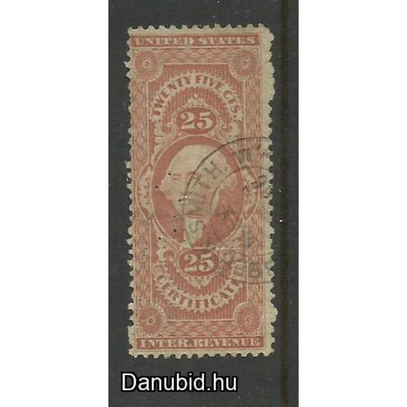 1865.- U.S.A. - nemzetközi illetékbélyeg 25c, használt