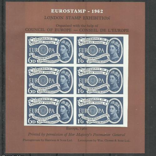 1962.- Anglia -GB  - UK - Eurostamp London bélyegkiállítás emlékív -I