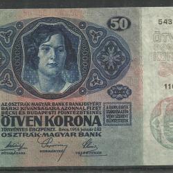 1914.- 50 korona - Osztrák-Magyar bank - Deutschösterreich