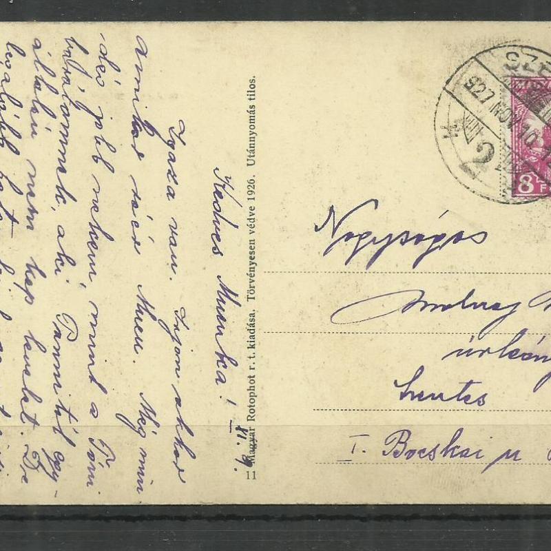 1927.- Szeged - futott képeslap - Széchenyi tér a Kiss palotával