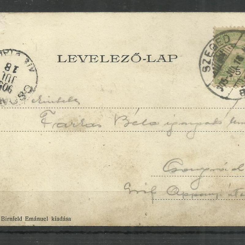 1905.- Szeged - futott képeslap - Klauzál tér