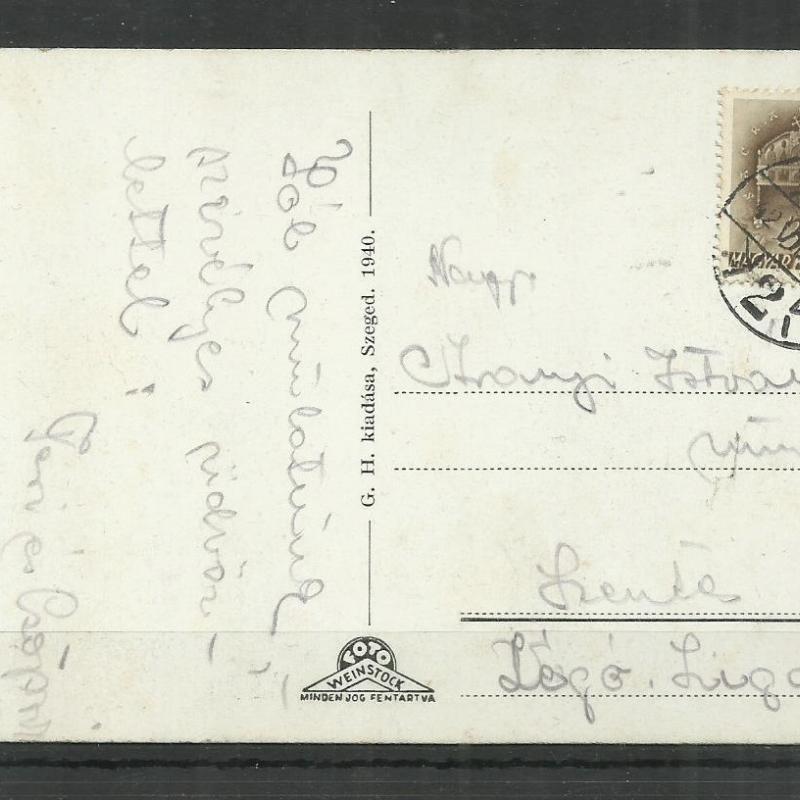 1942.- Szeged - futott képeslap - Látkép a Tiszapartjával