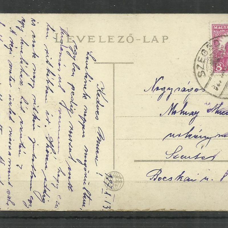1927.- Szeged - futott képeslap -Tiszapart hajókikötő