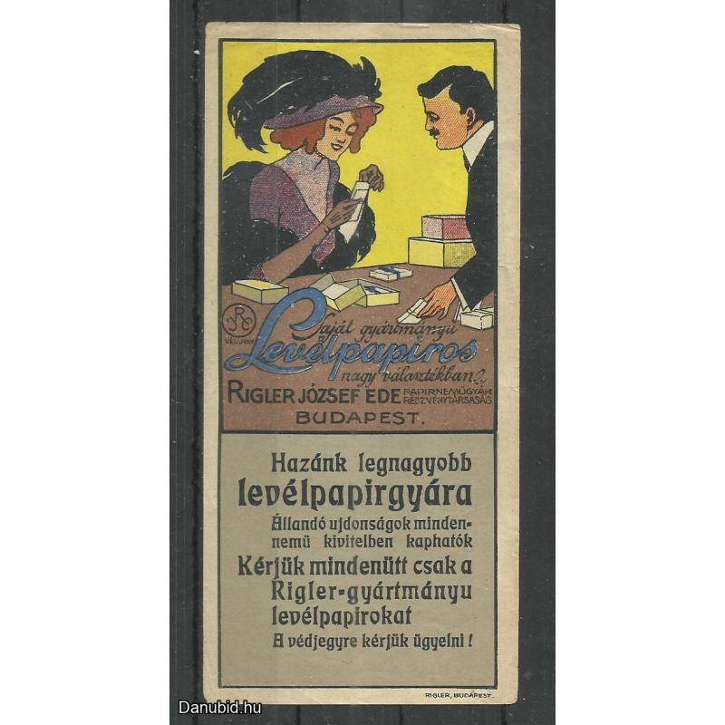 1920.- 1 db számolócédula -  levélpapírgyár - Rigler József