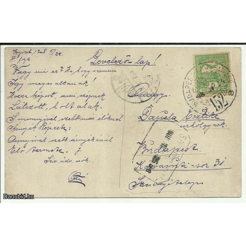 1908.- Boldogság - futott képeslap