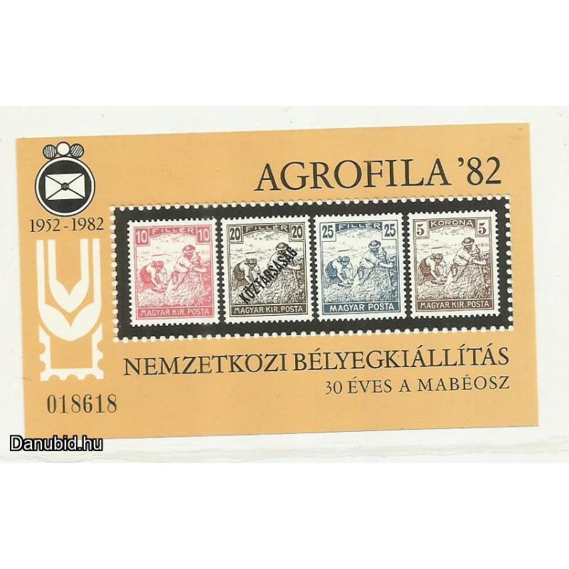 1982. Magyar - AGROFILA '82 MABÉOSZ emlékív - MNH/** - blokk