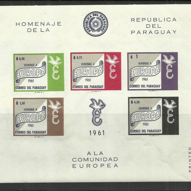 1961.- Paraguay - MNH/** - vágott blokk - EURÓPA