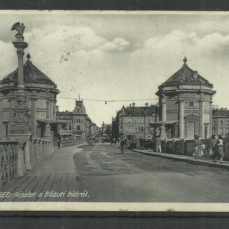 1943.- Szeged - futott képeslap - Részlet a közúti hídról