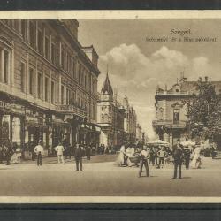 1927.- Szeged - futott képeslap - Széchenyi tér a Kiss palotával