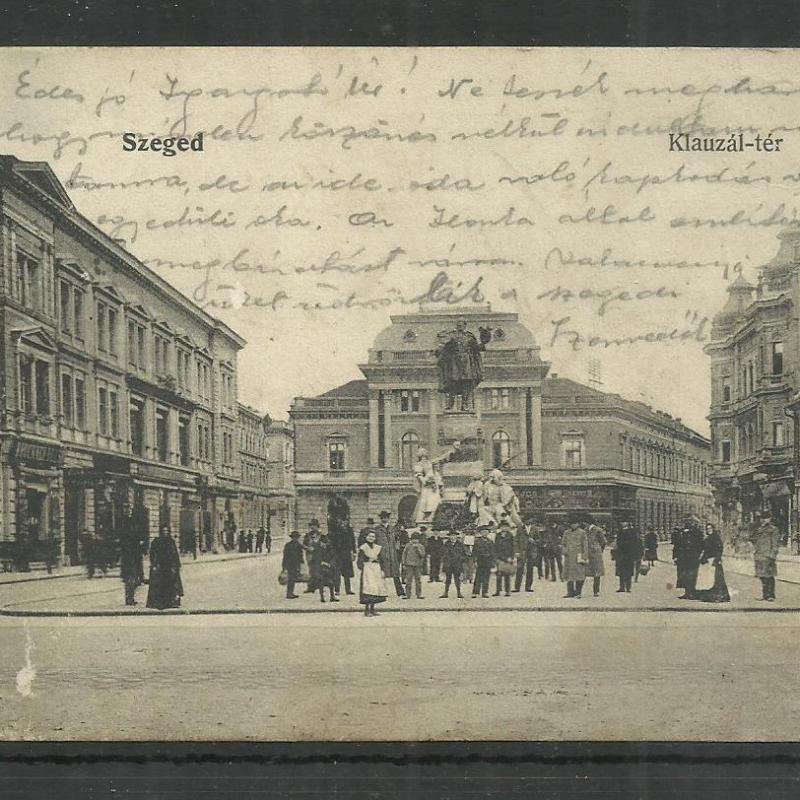 1905.- Szeged - futott képeslap - Klauzál tér