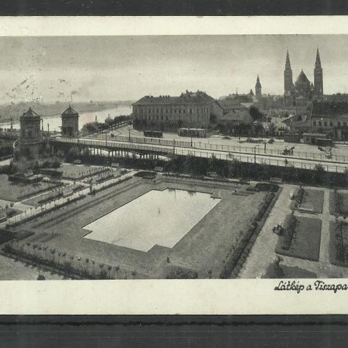 1942.- Szeged - futott képeslap - Látkép a Tiszapartjával
