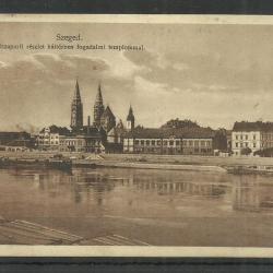 1927.- Szeged - futott képeslap -Tiszapartjával a Fogadalmi templom
