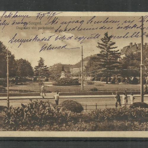 1927.- Szeged - futott képeslap - Dugonics téri parkrészlet