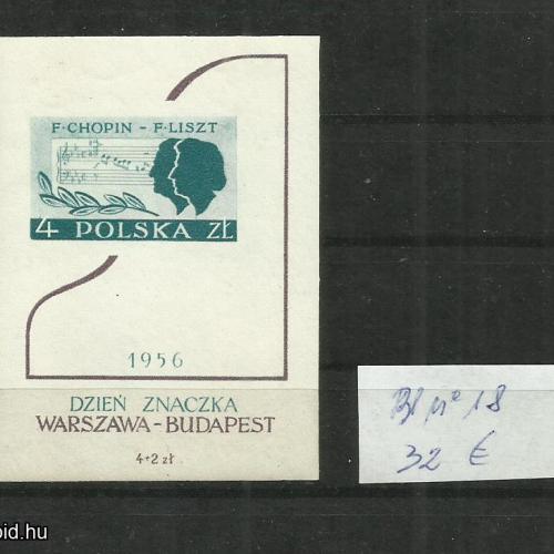 1956.- Lengyelország - vágott blokk - MNH/** - Chopin és Lisz