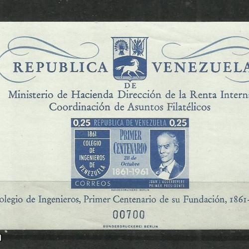1961.- Venezuela - MNH/** - vágott blokk - 0700