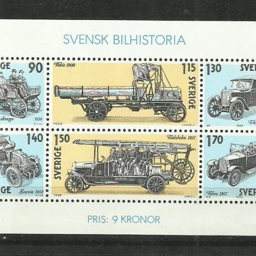 1980.- Svédország - MNH/** - blokk - autótörténelem