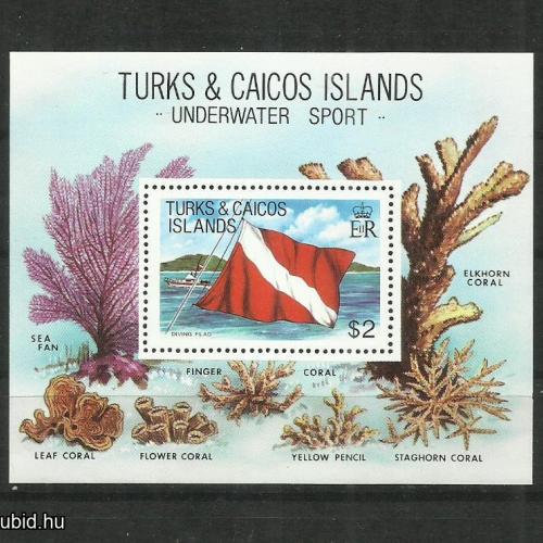 1981.- Turks- és Caicos-szigetek  - MNH/** - blokk - korál - Búvárkodás