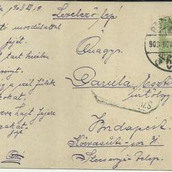 1908.- az én levelem- futott képeslap