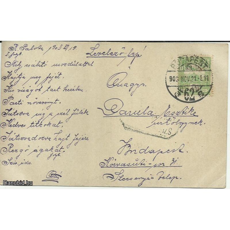 1908.- az én levelem- futott képeslap