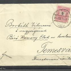 1877.- Levél - Déva - Temesvár - fekete-számú 5 kr