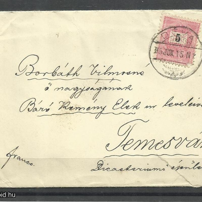 1877.- Levél - Déva - Temesvár - fekete-számú 5 kr