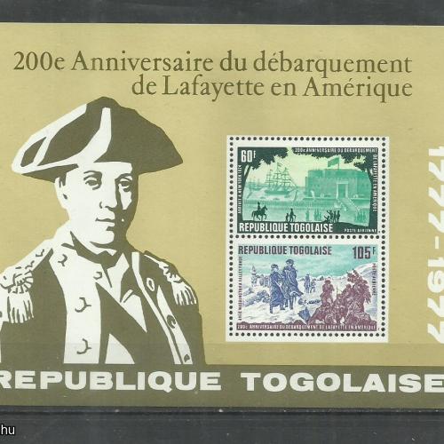 1977.- Togo - blokk - MNH/** - Lafayette érkezése Amerikába