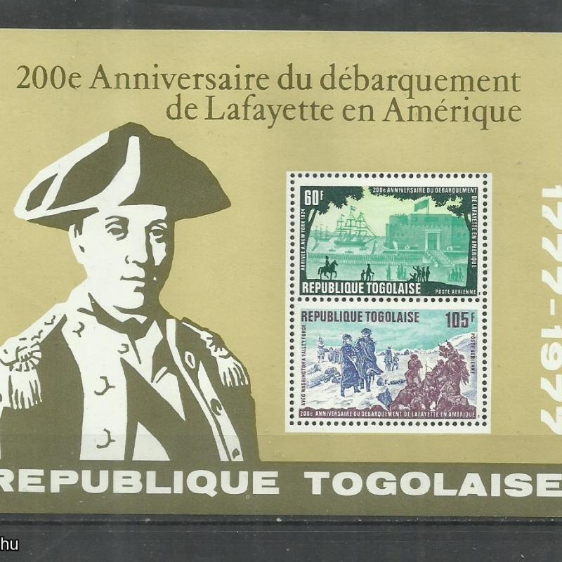 1977.- Togo - blokk - MNH/** - Lafayette érkezése Amerikába