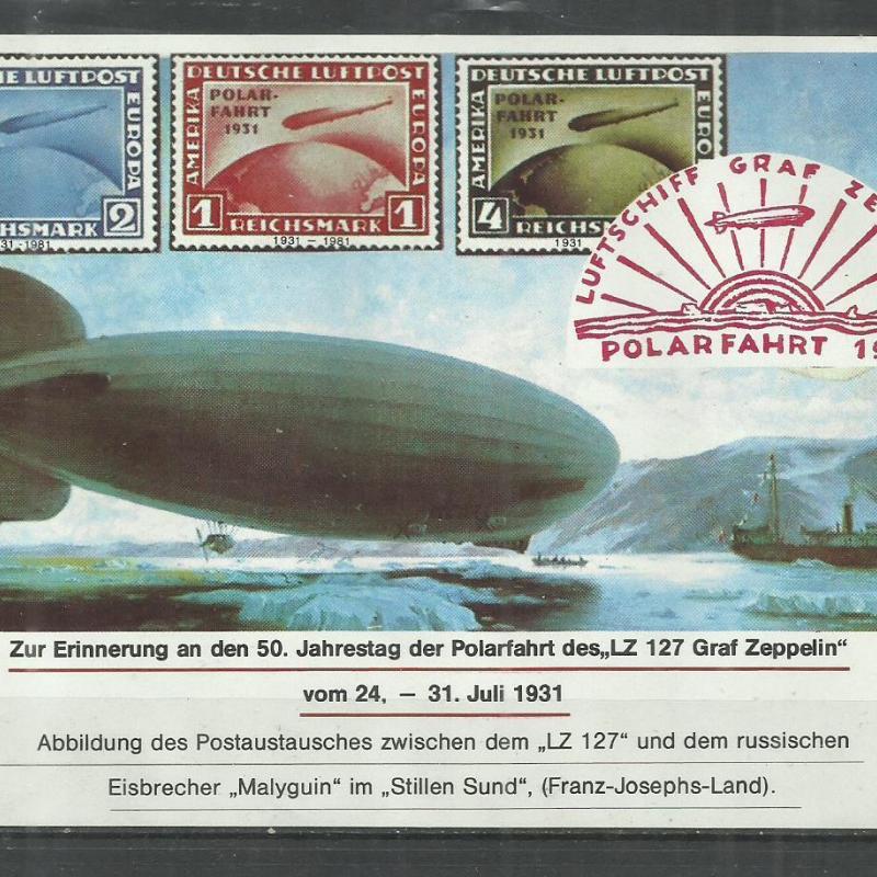 NÉMETORSZÁG - 1981 - ZEPPELIN  Emlékblokk - Sarki Expedíciók 50 Éve