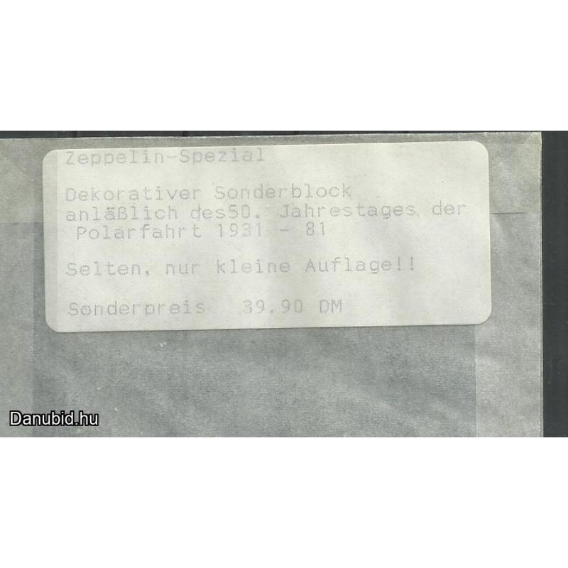 NÉMETORSZÁG - 1981 - ZEPPELIN  Emlékblokk - Sarki Expedíciók 50 Éve