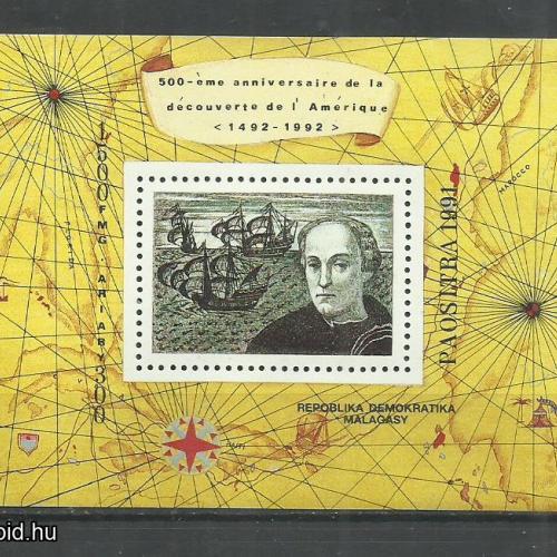 1991.- Madagaszkár - MNH/** - blokk - Kolumbusz