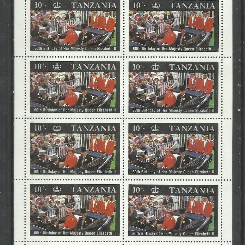 1986.- Tanzánia - blokk - MNH/** - II. Erzsébet királynő 60. szülinapja,