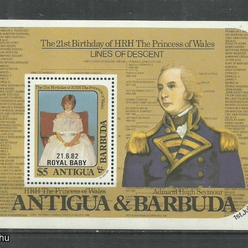 1982.- Antigua & Barbuda - blokk - MNH/** - walesi hercegnő 21. születésnapja