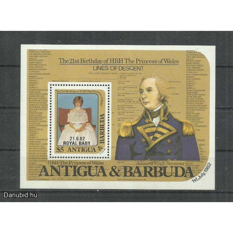 1982.- Antigua & Barbuda - blokk - MNH/** - walesi hercegnő 21. születésnapja
